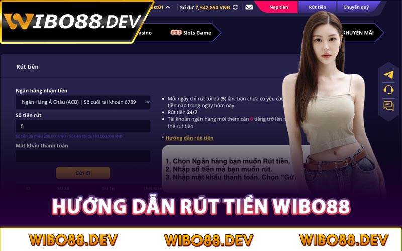 Hướng dẫn rút tiền Wibo88