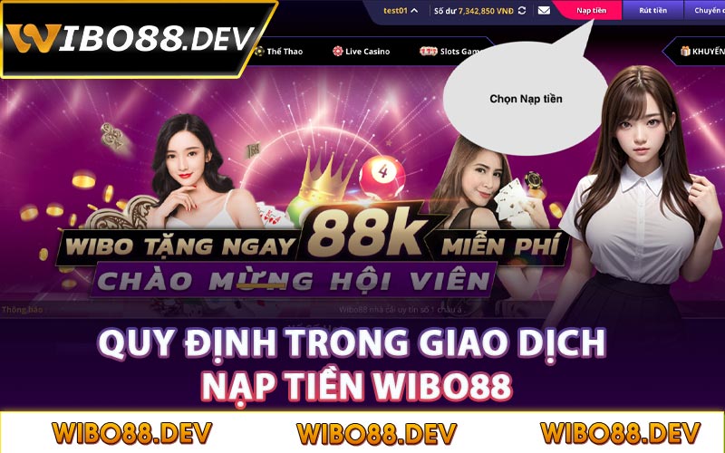 Quy định trong nạp tiền Wibo88